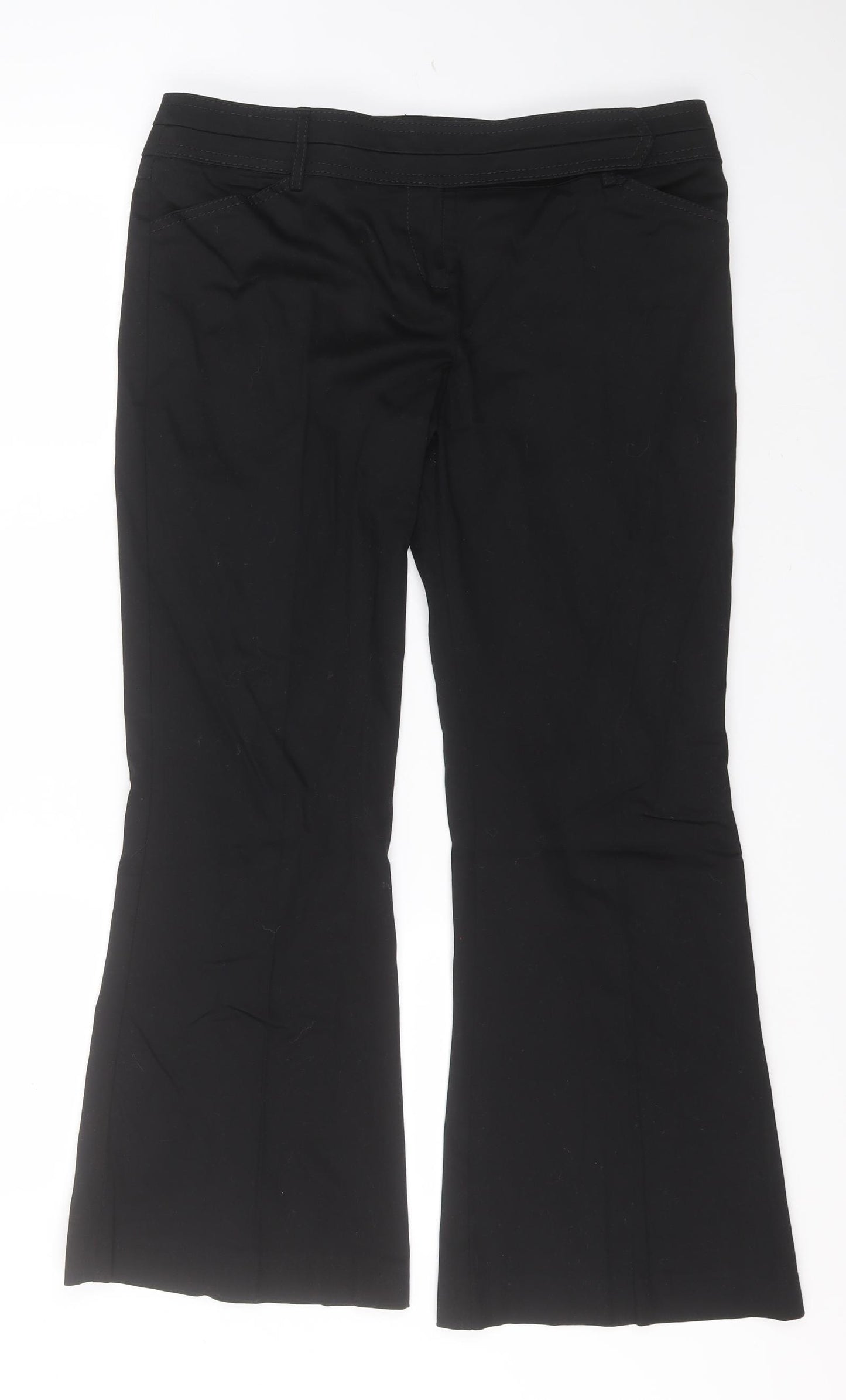 Marks and Spencer Womens Black  Cotton Trousers  Size 14 L28 in Regular