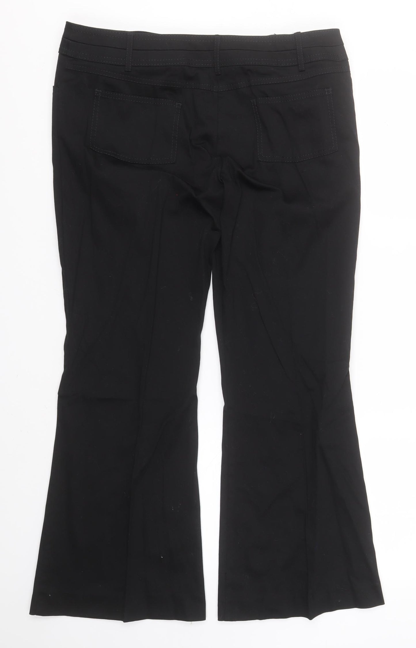 Marks and Spencer Womens Black  Cotton Trousers  Size 14 L28 in Regular