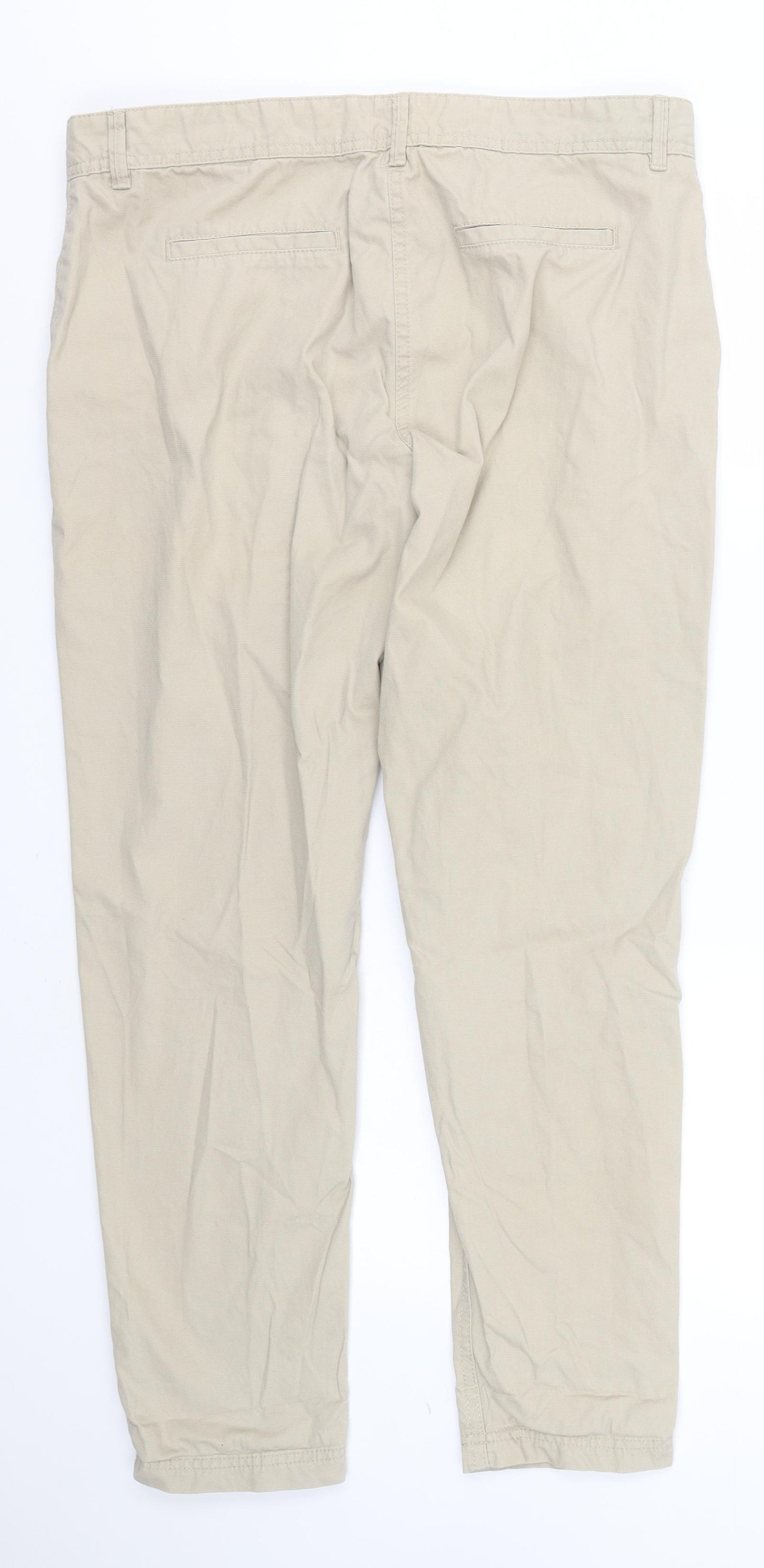 NEXT Womens Beige  Cotton Chino Trousers Size 14 L29 in Regular