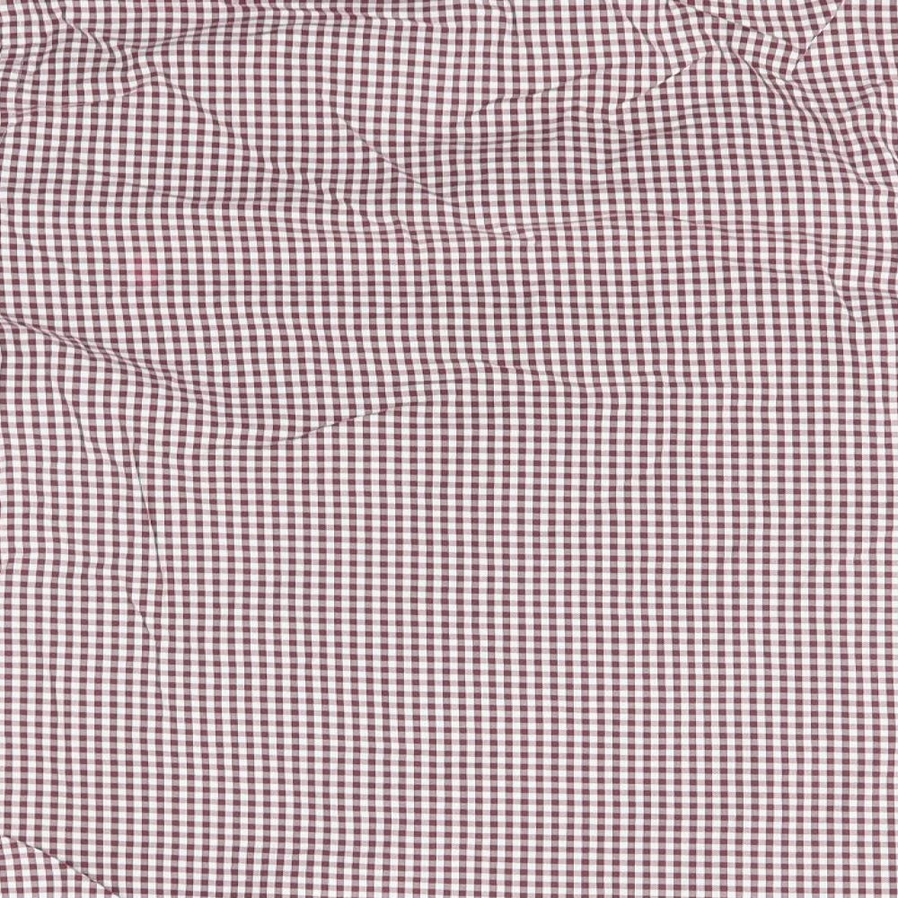 T.M.Lewin Mens Black Check Cotton  Button-Up Size 15.5 Collared