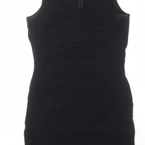 IMAGES Womens Black  Nylon Pencil Dress  Size 14  Round Neck
