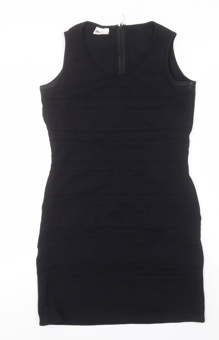 IMAGES Womens Black  Nylon Pencil Dress  Size 14  Round Neck