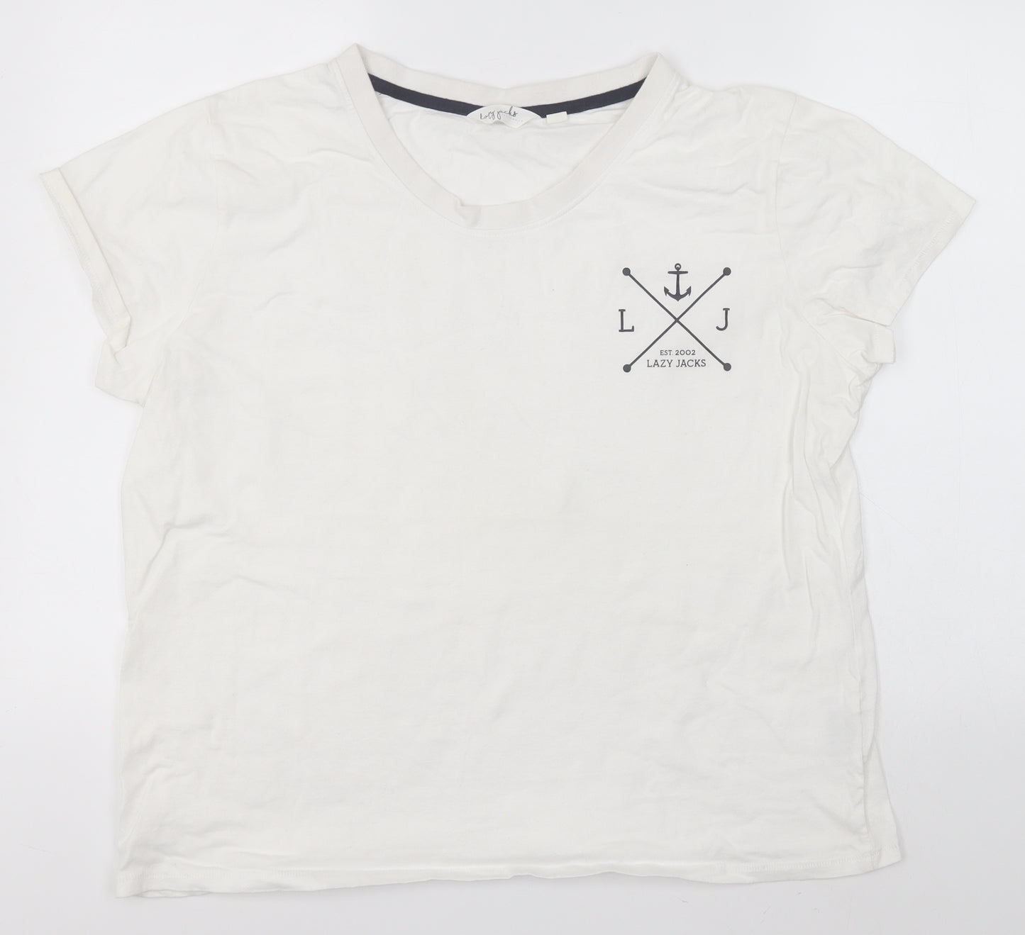 Lazy Jacks Womens White  Cotton Basic T-Shirt Size 20 Round Neck