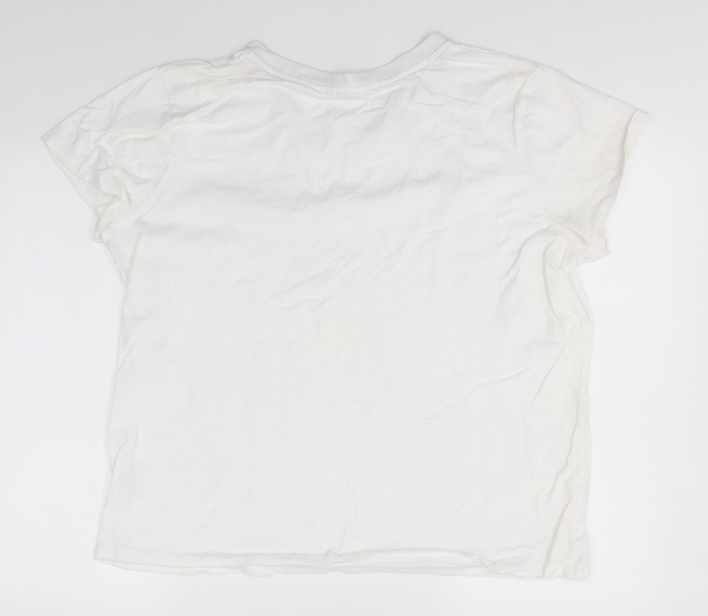Lazy Jacks Womens White  Cotton Basic T-Shirt Size 20 Round Neck
