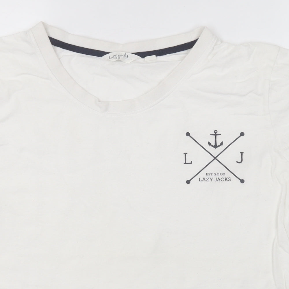 Lazy Jacks Womens White  Cotton Basic T-Shirt Size 20 Round Neck