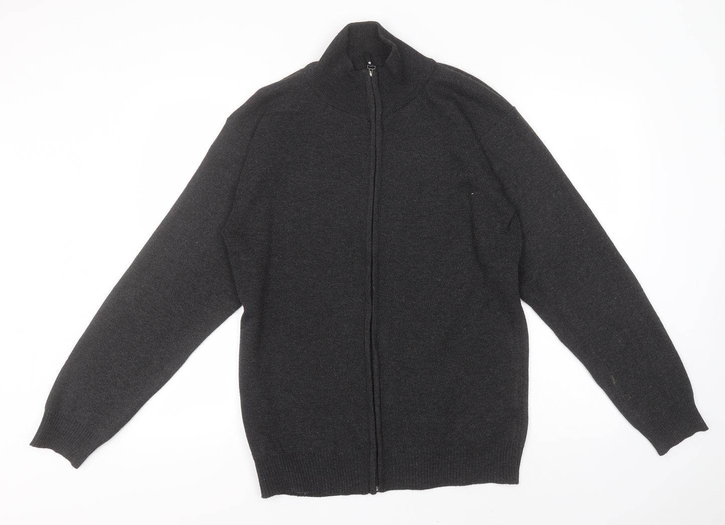 Foglie Rosse Womens Grey Crew Neck  Acrylic Full Zip Jumper Size 2XL