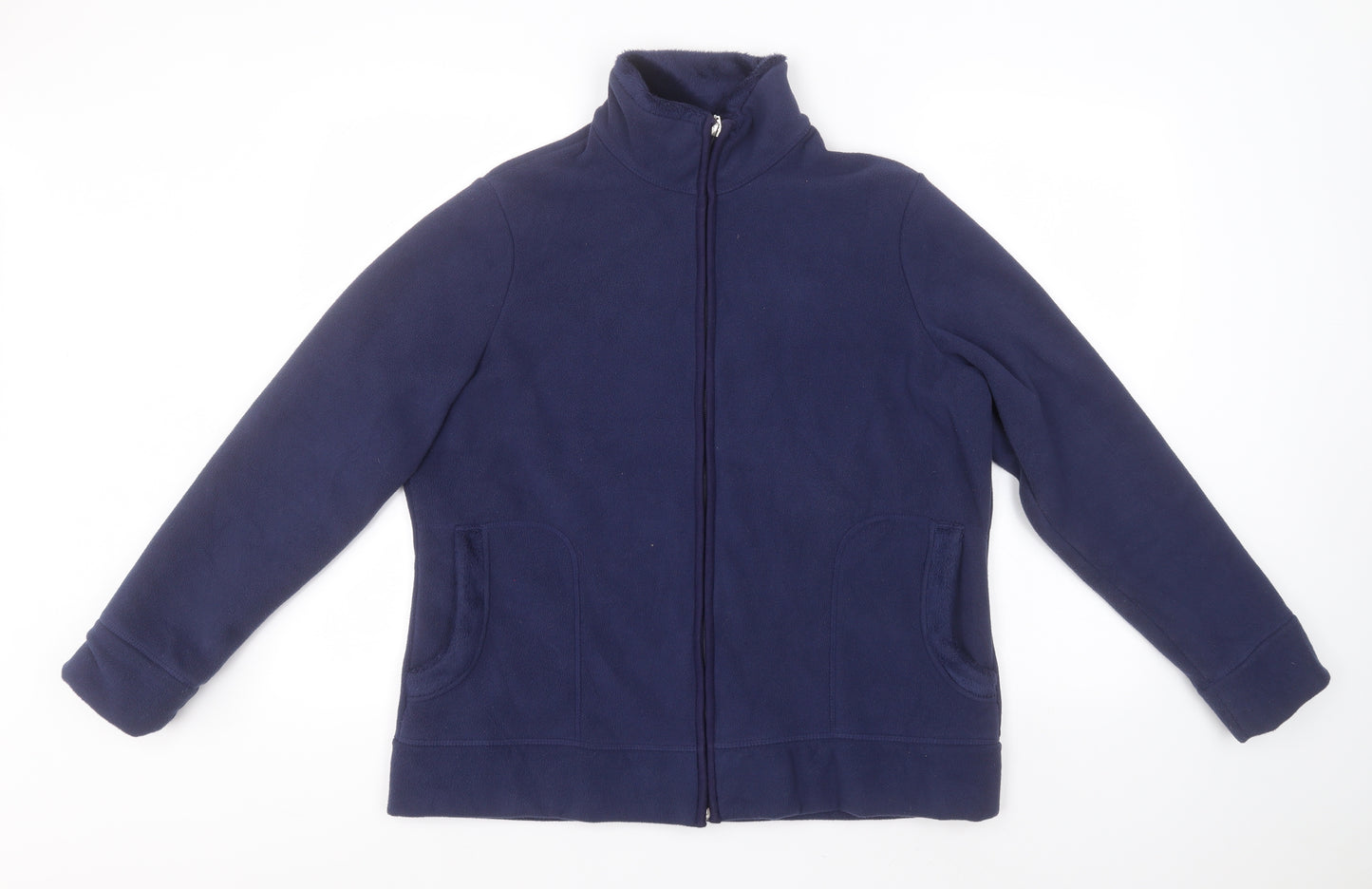 Marks and Spencer Womens Blue Crew Neck  Polyester Full Zip Jumper Size 16