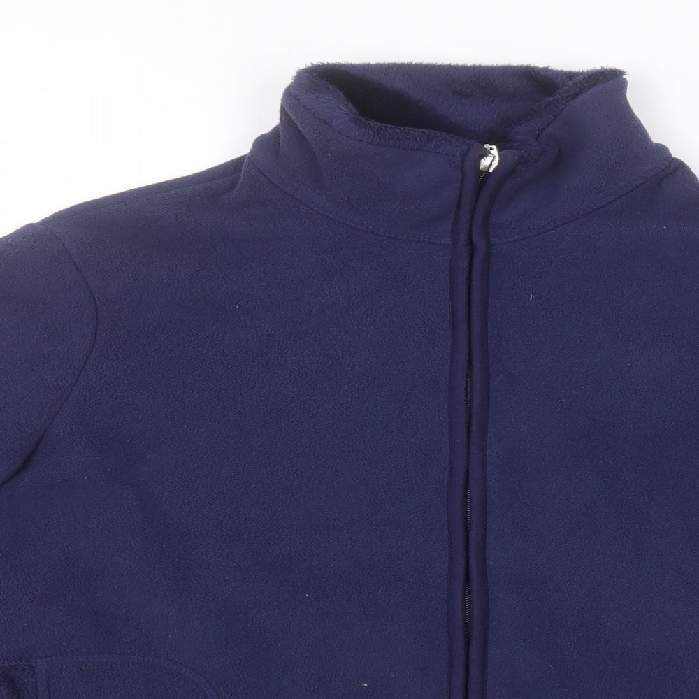 Marks and Spencer Womens Blue Crew Neck  Polyester Full Zip Jumper Size 16