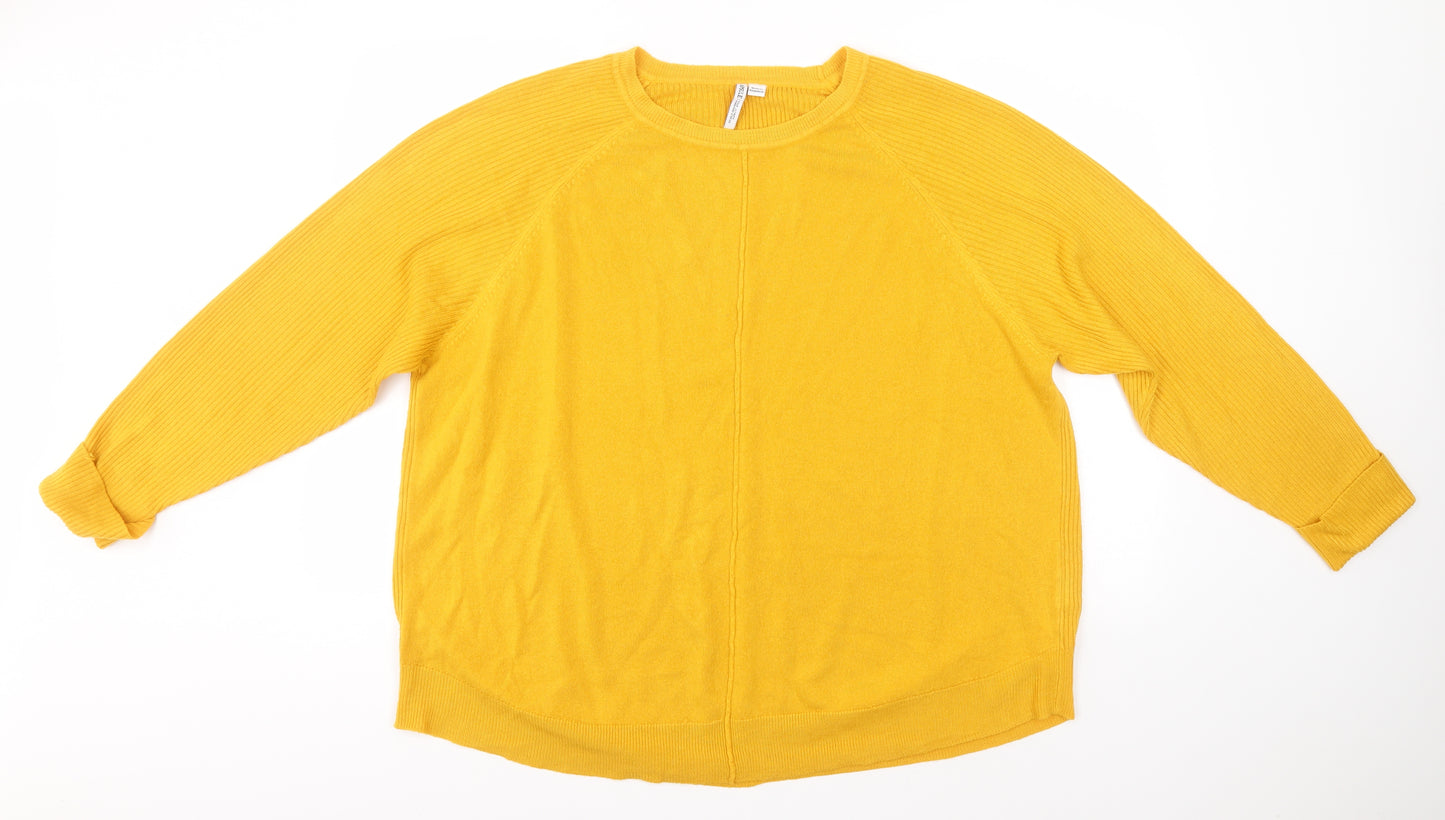 Capsule Womens Yellow Round Neck   Pullover Jumper Size 20