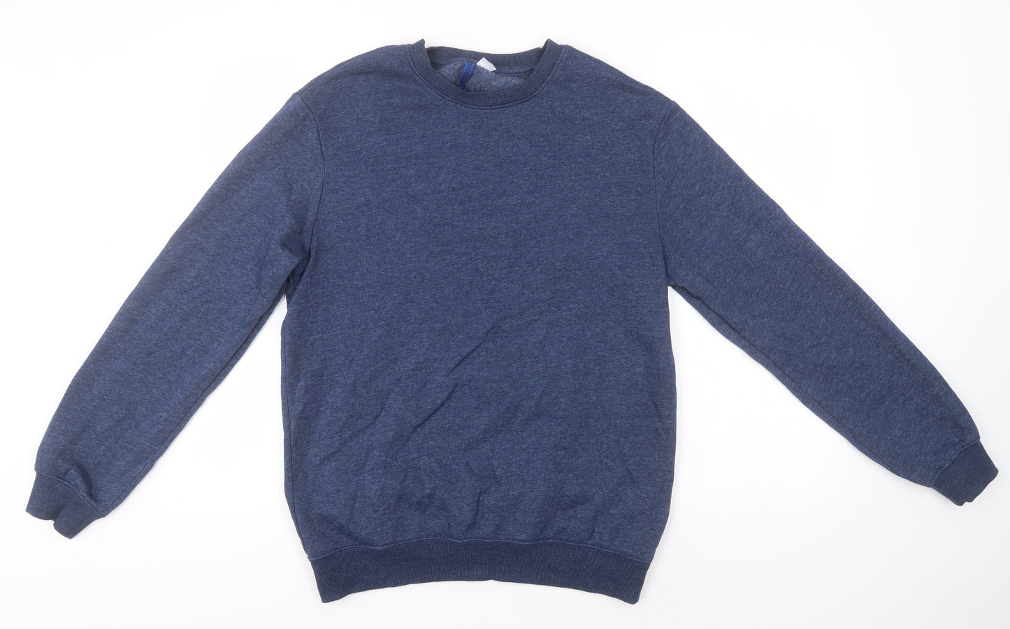Divided Mens Blue Round Neck  Cotton Pullover Jumper Size S