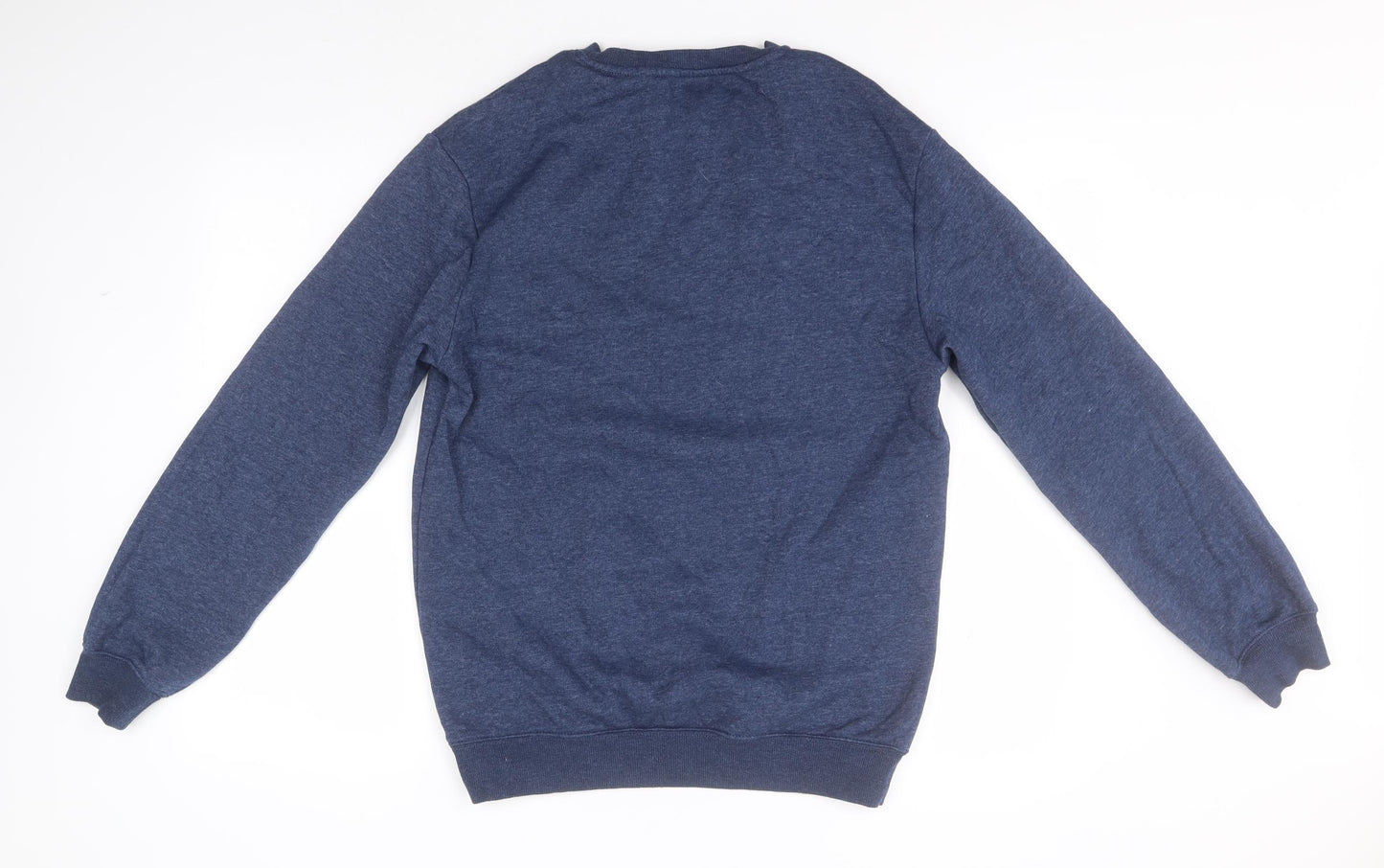 Divided Mens Blue Round Neck  Cotton Pullover Jumper Size S
