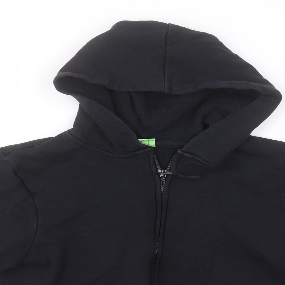 TU Boys Black Crew Neck  Cotton Full Zip Jumper Size 8 Years   - School