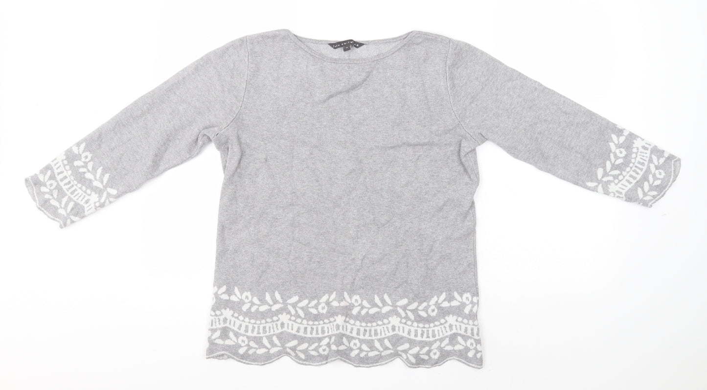 Love Knitwear Womens Grey Round Neck  Viscose Pullover Jumper Size 10