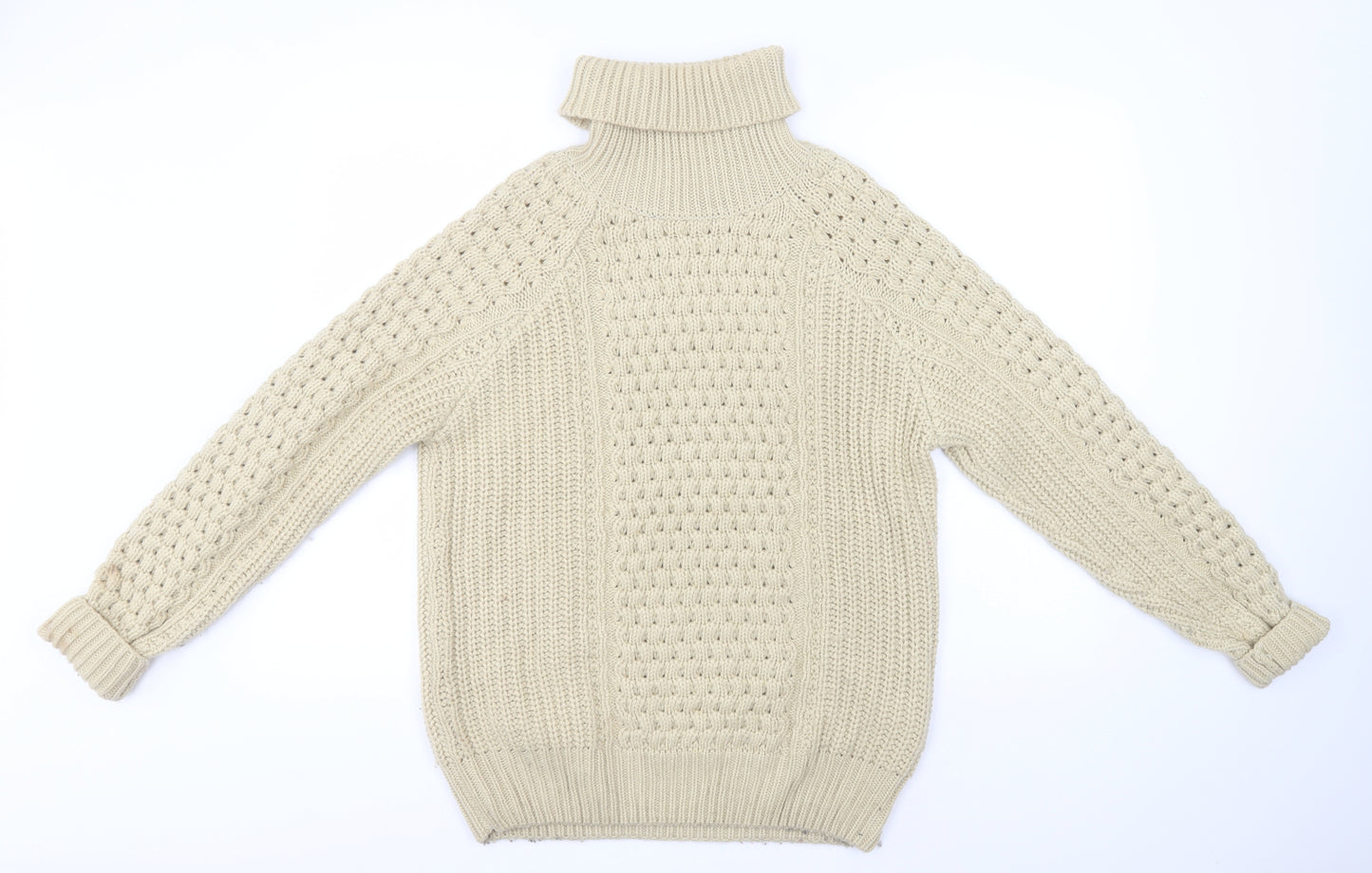 Cedar Wood State Womens Beige Roll Neck  Acrylic Pullover Jumper Size L