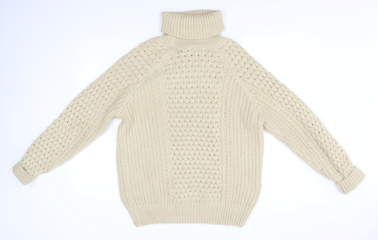Cedar Wood State Womens Beige Roll Neck  Acrylic Pullover Jumper Size L