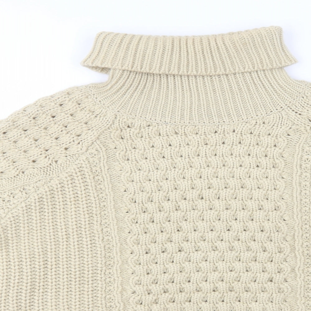 Cedar Wood State Womens Beige Roll Neck  Acrylic Pullover Jumper Size L