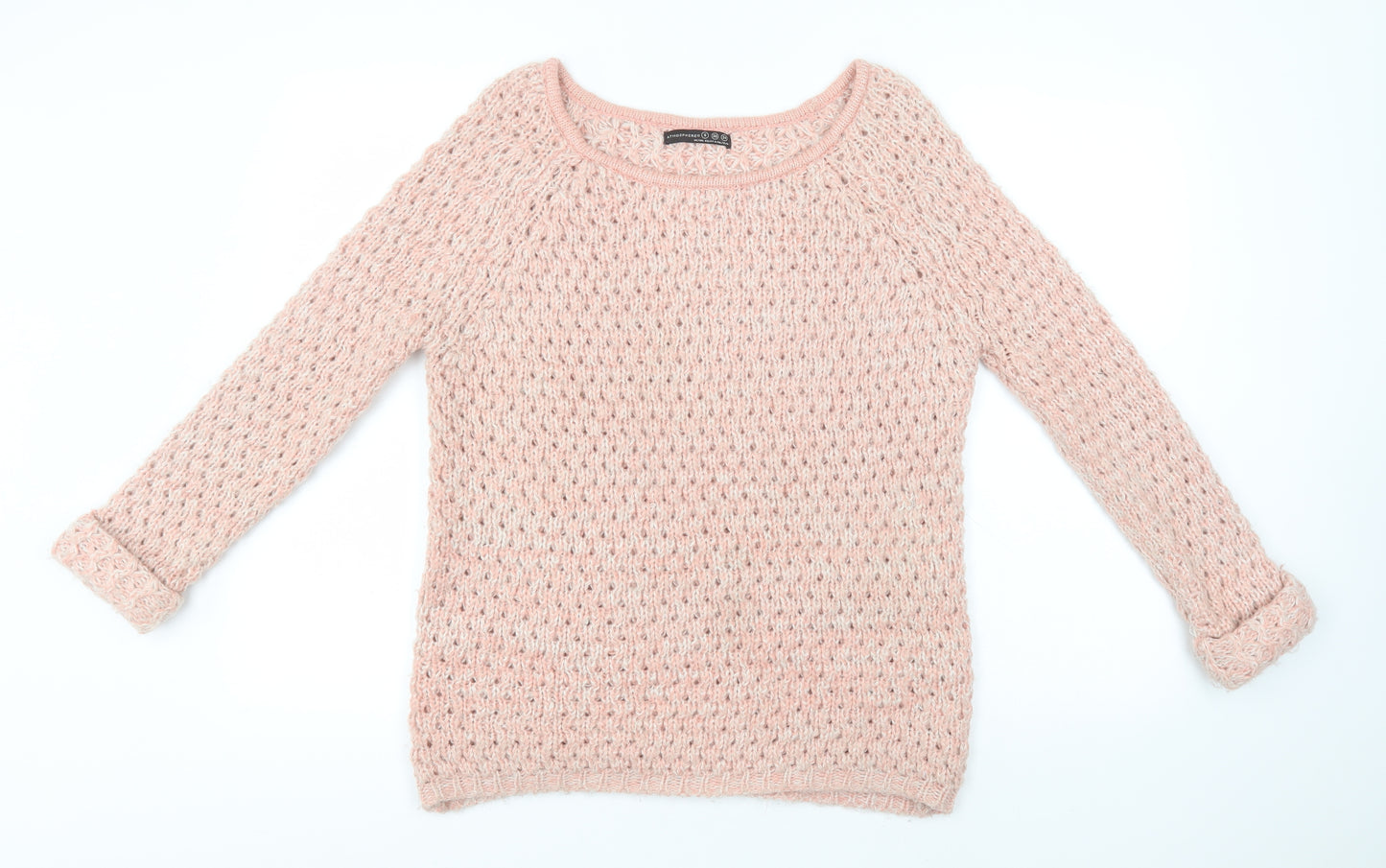 Atmosphere Womens Beige Round Neck  Acrylic Pullover Jumper Size 8