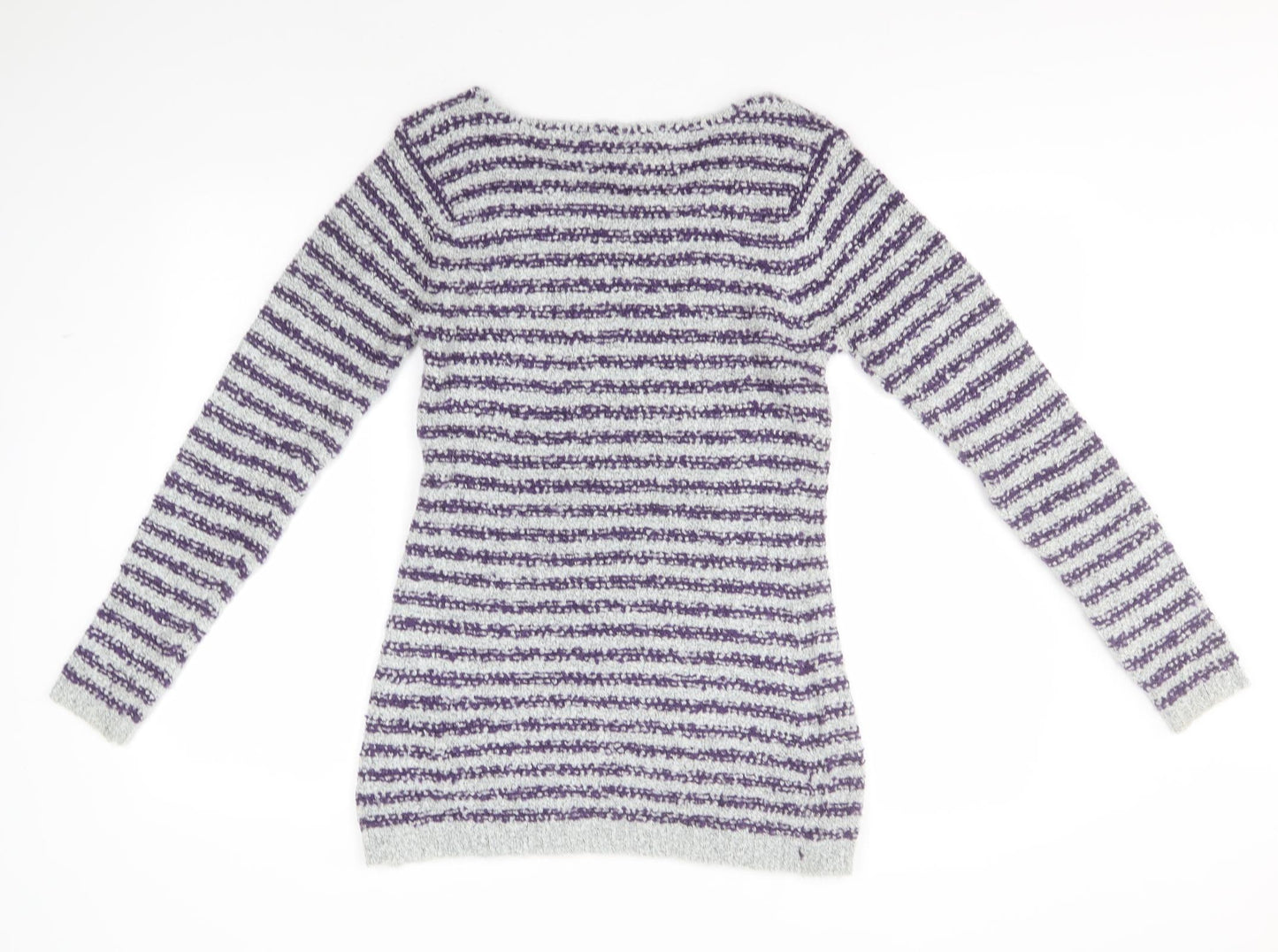 Originals Womens Blue Round Neck Striped Acrylic Pullover Jumper Size S