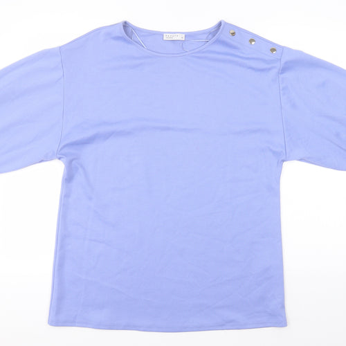 Papaya Womens Blue Round Neck  Polyester Pullover Jumper Size 10