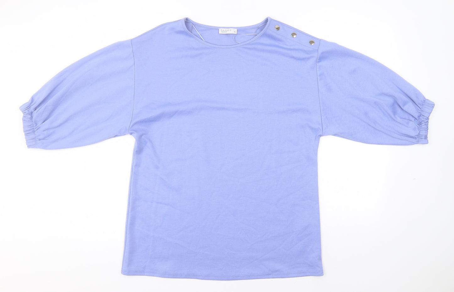 Papaya Womens Blue Round Neck  Polyester Pullover Jumper Size 10