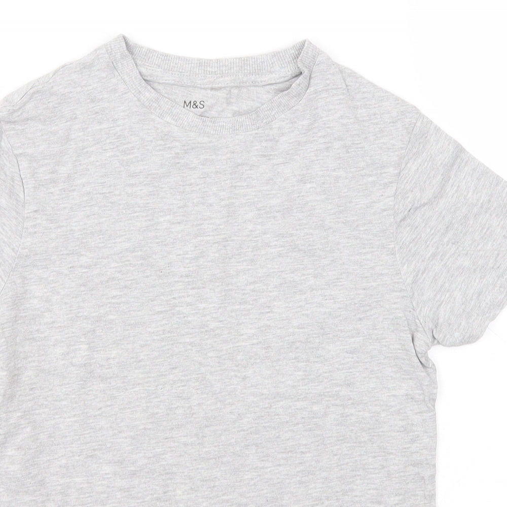 Marks and Spencer Boys Grey  Cotton Basic T-Shirt Size 8-9 Years Round Neck