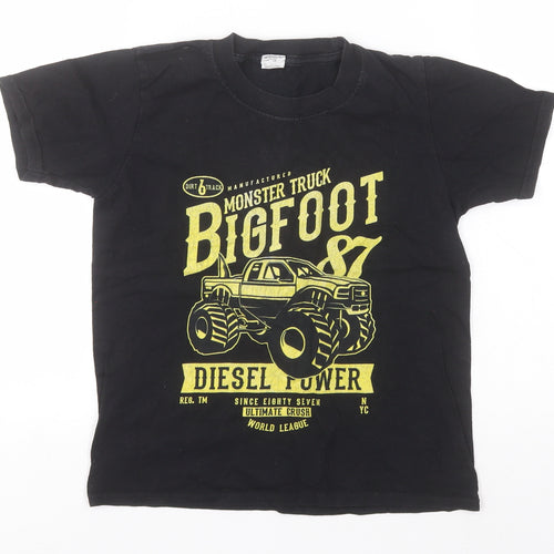 Gildan Boys Black  Cotton Basic T-Shirt Size M Round Neck  - Monster Truck