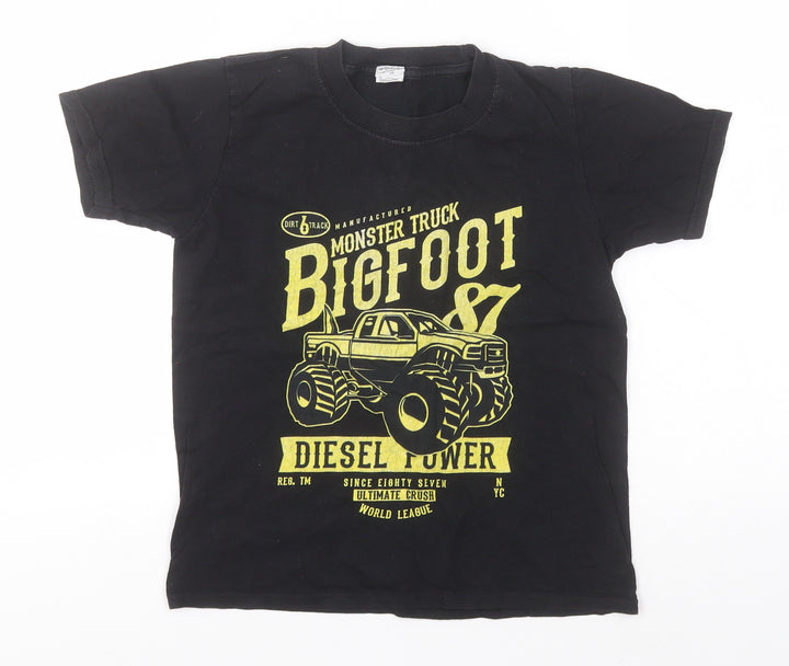 Gildan Boys Black  Cotton Basic T-Shirt Size M Round Neck  - Monster Truck
