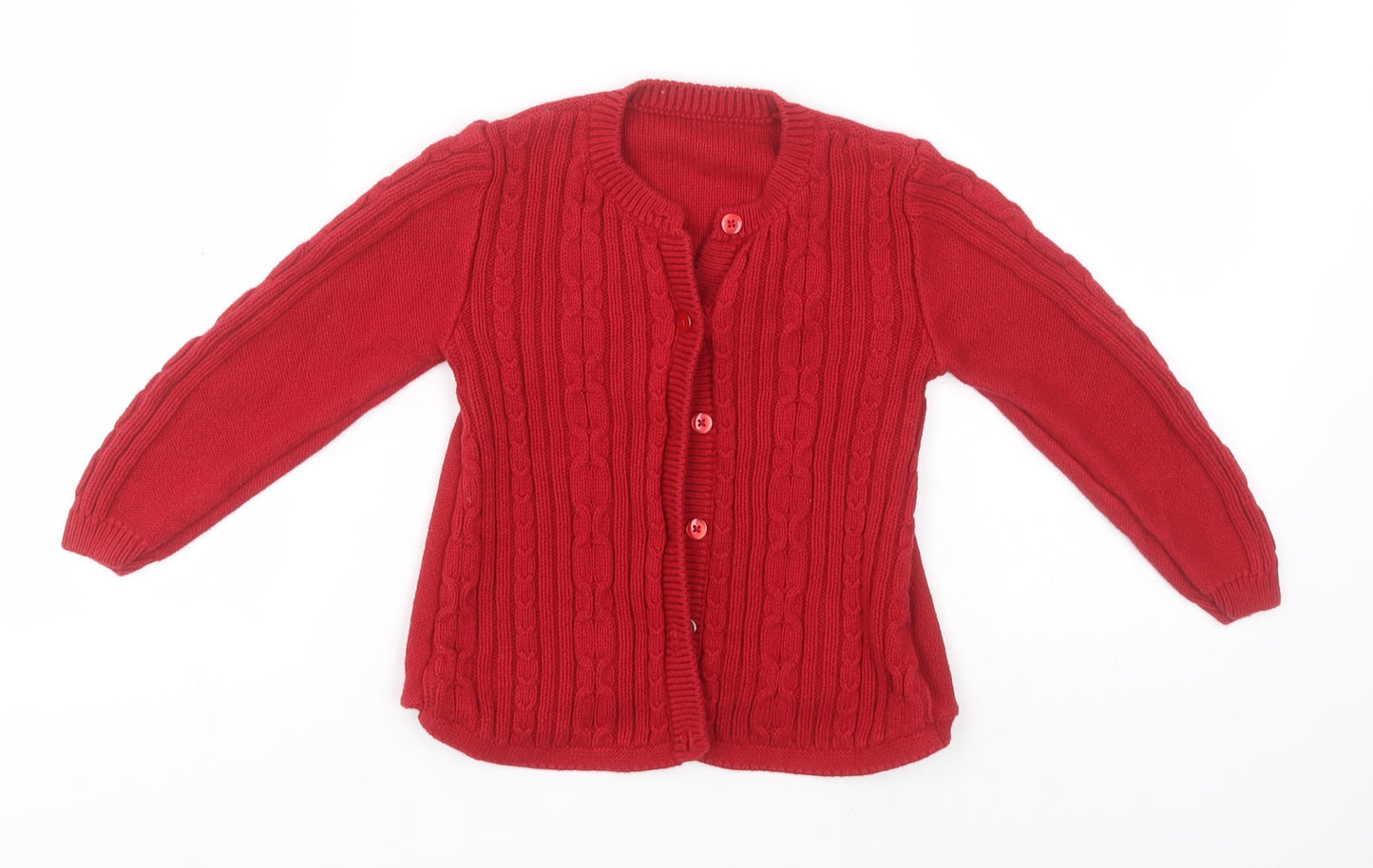 Nutmeg Girls Red Round Neck  Cotton Cardigan Jumper Size 5-6 Years