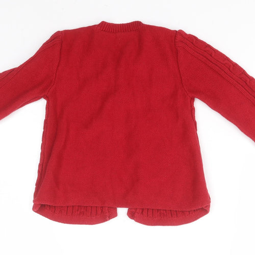 Nutmeg Girls Red Round Neck  Cotton Cardigan Jumper Size 5-6 Years