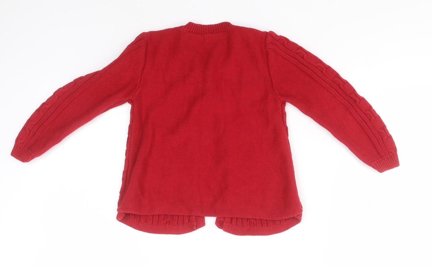 Nutmeg Girls Red Round Neck  Cotton Cardigan Jumper Size 5-6 Years