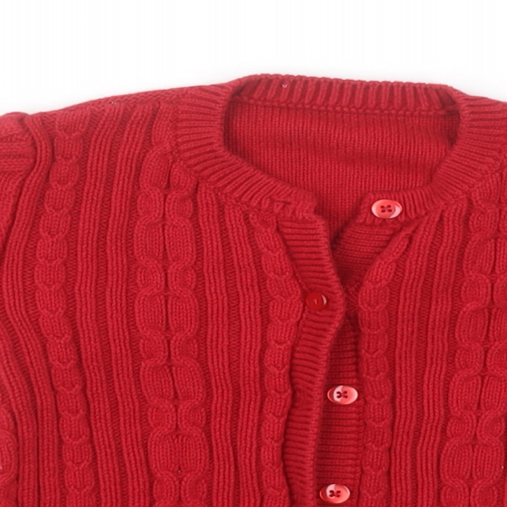 Nutmeg Girls Red Round Neck  Cotton Cardigan Jumper Size 5-6 Years