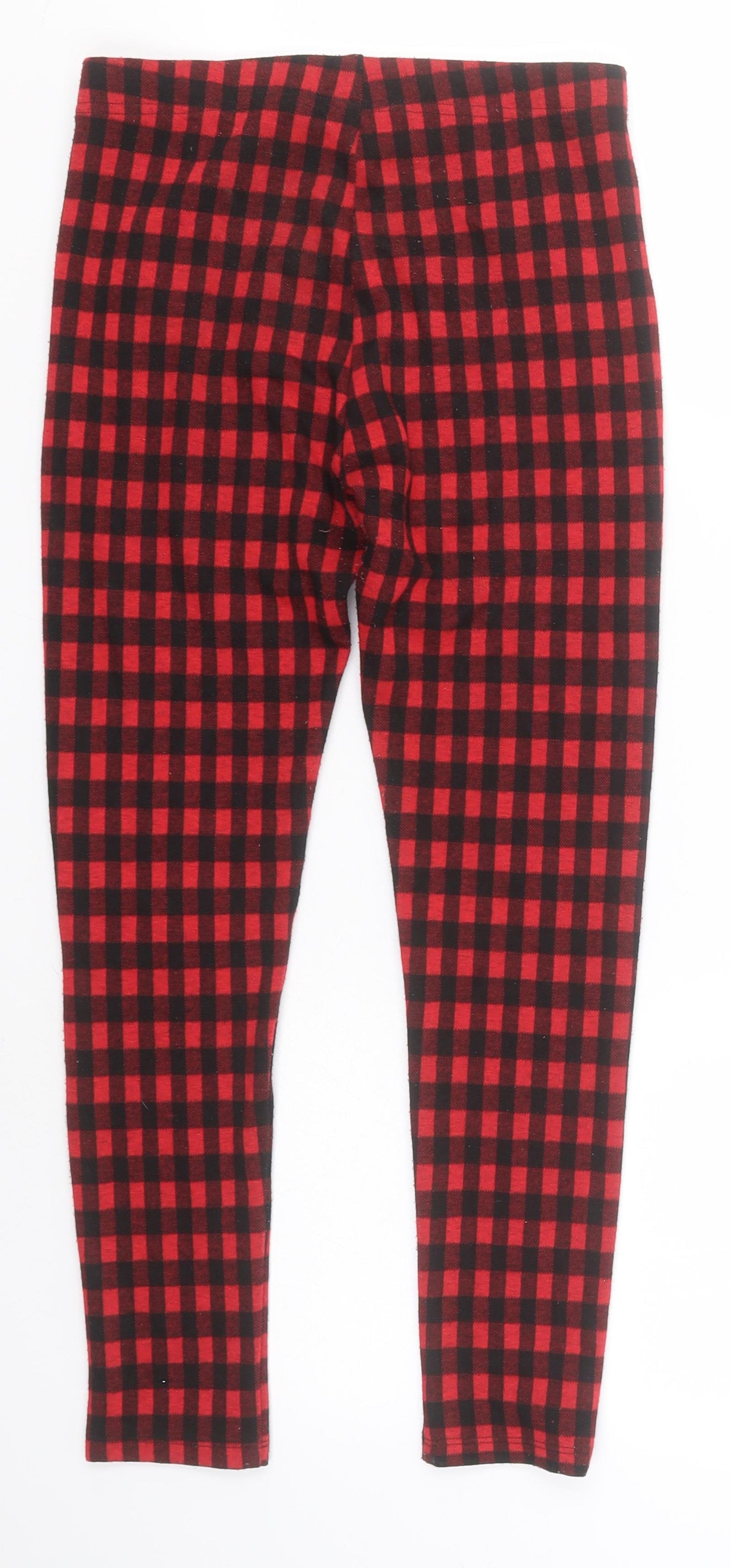 F&F Girls Red Check Polyester Jogger Trousers Size 9-10 Years  Regular