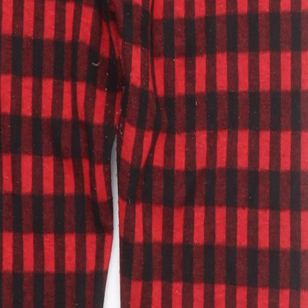 F&F Girls Red Check Polyester Jogger Trousers Size 9-10 Years  Regular
