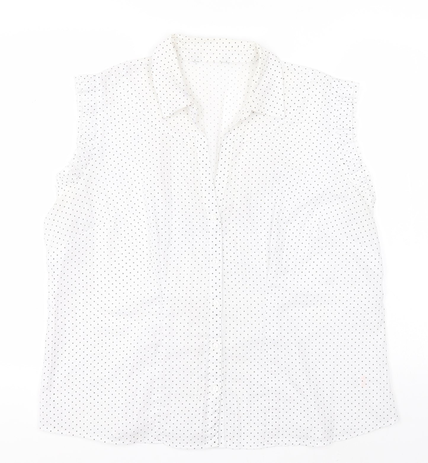 F&F Womens White Polka Dot Polyester Basic Button-Up Size 20 Collared