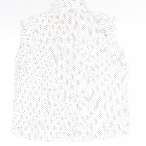 F&F Womens White Polka Dot Polyester Basic Button-Up Size 20 Collared