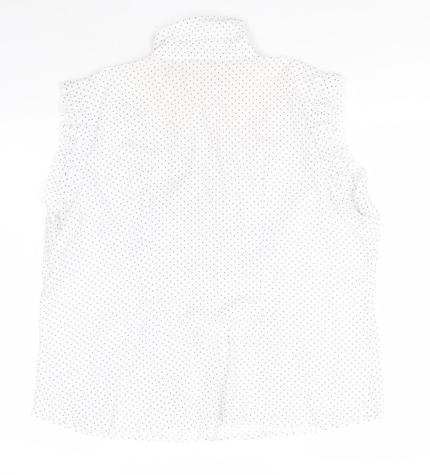 F&F Womens White Polka Dot Polyester Basic Button-Up Size 20 Collared