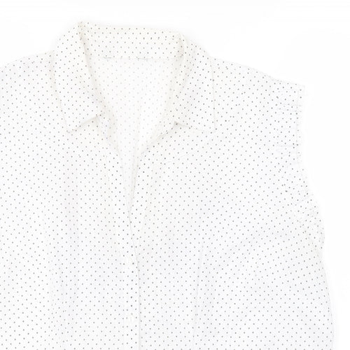 F&F Womens White Polka Dot Polyester Basic Button-Up Size 20 Collared