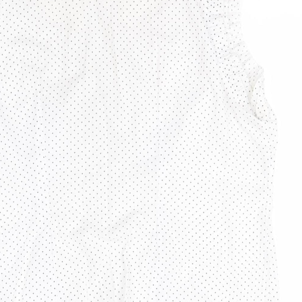 F&F Womens White Polka Dot Polyester Basic Button-Up Size 20 Collared