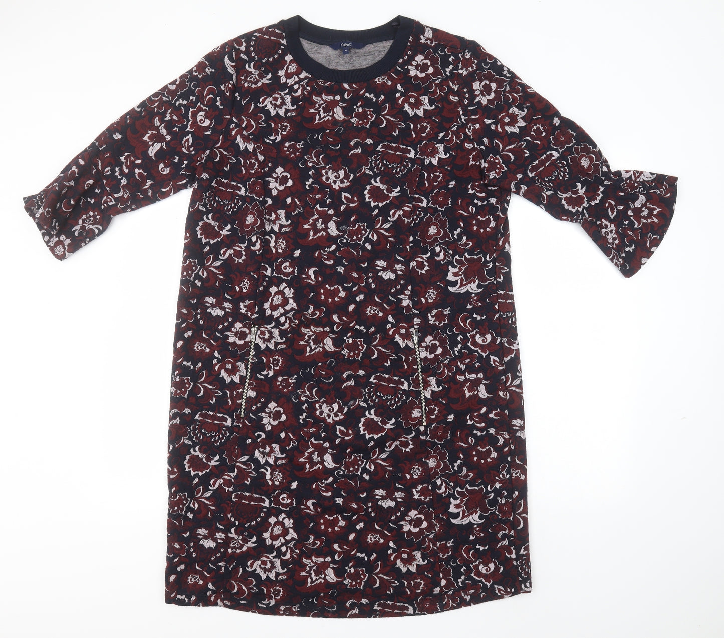 NEXT Womens Red Floral Polyester T-Shirt Dress  Size 16  Round Neck
