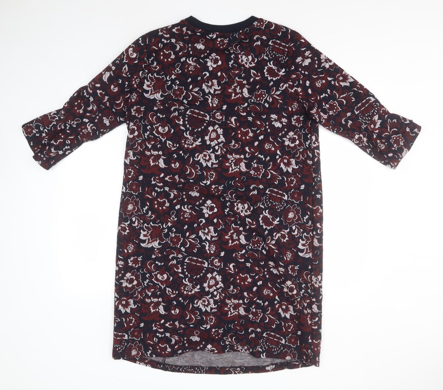 NEXT Womens Red Floral Polyester T-Shirt Dress  Size 16  Round Neck