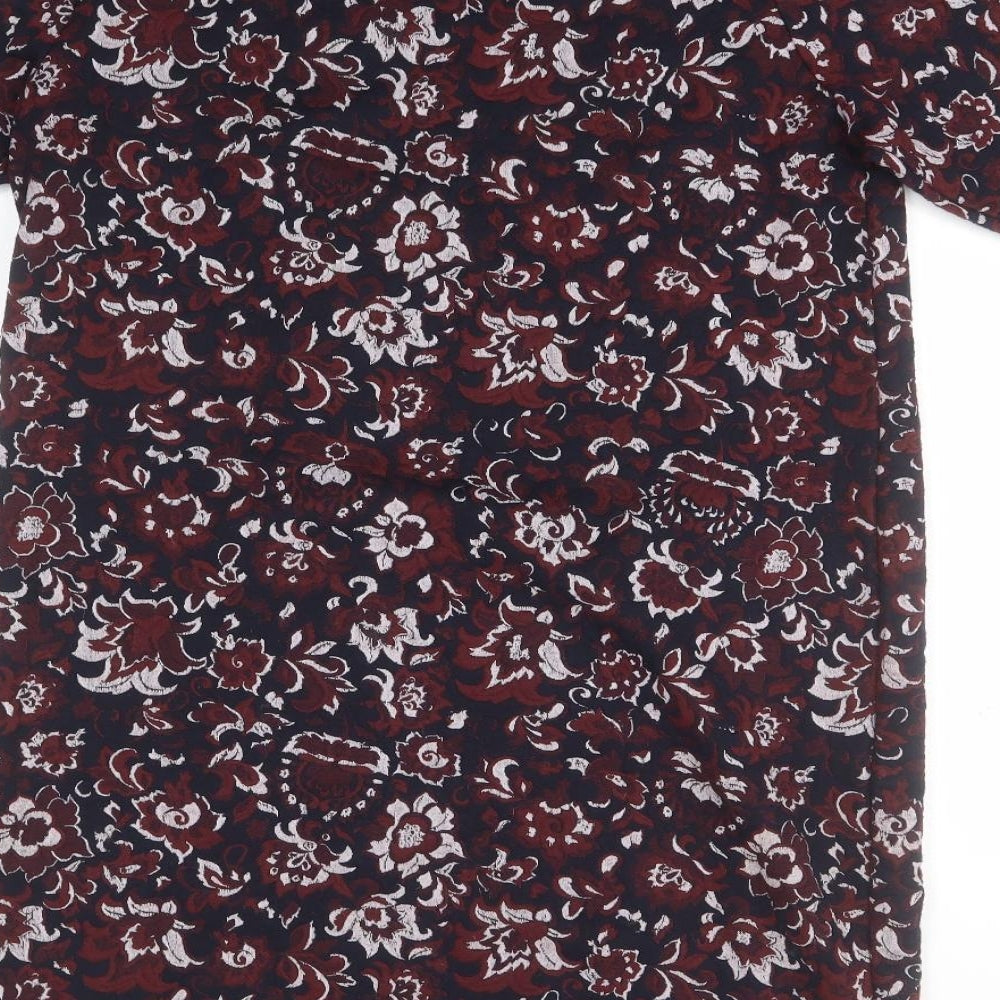 NEXT Womens Red Floral Polyester T-Shirt Dress  Size 16  Round Neck