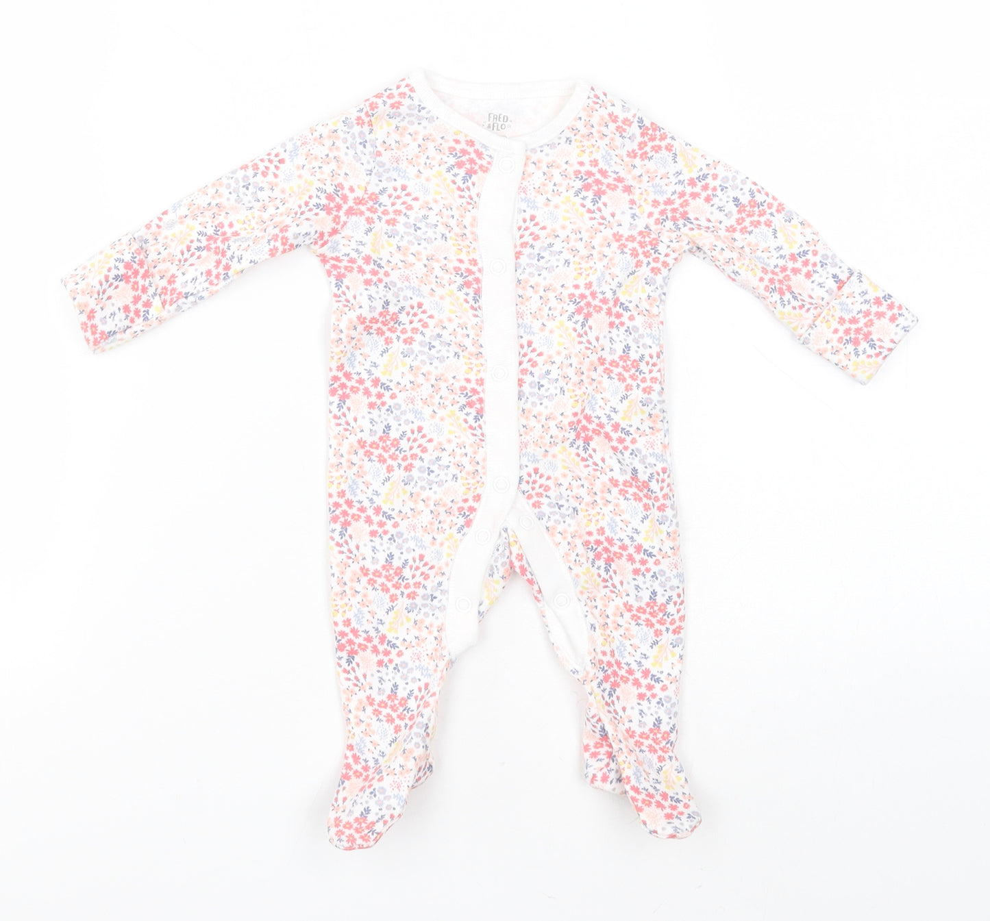 F&F Baby White Floral Cotton Babygrow One-Piece Size Newborn
