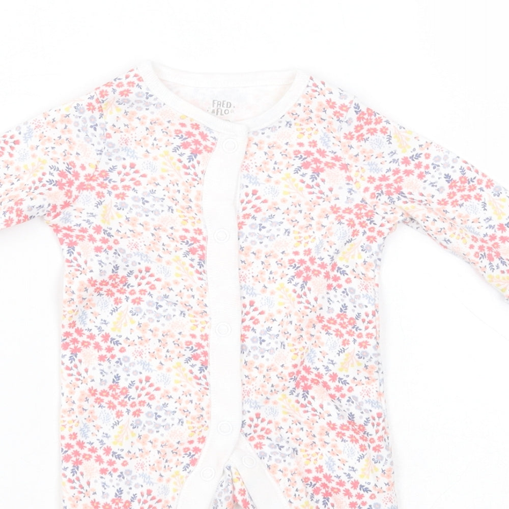 F&F Baby White Floral Cotton Babygrow One-Piece Size Newborn