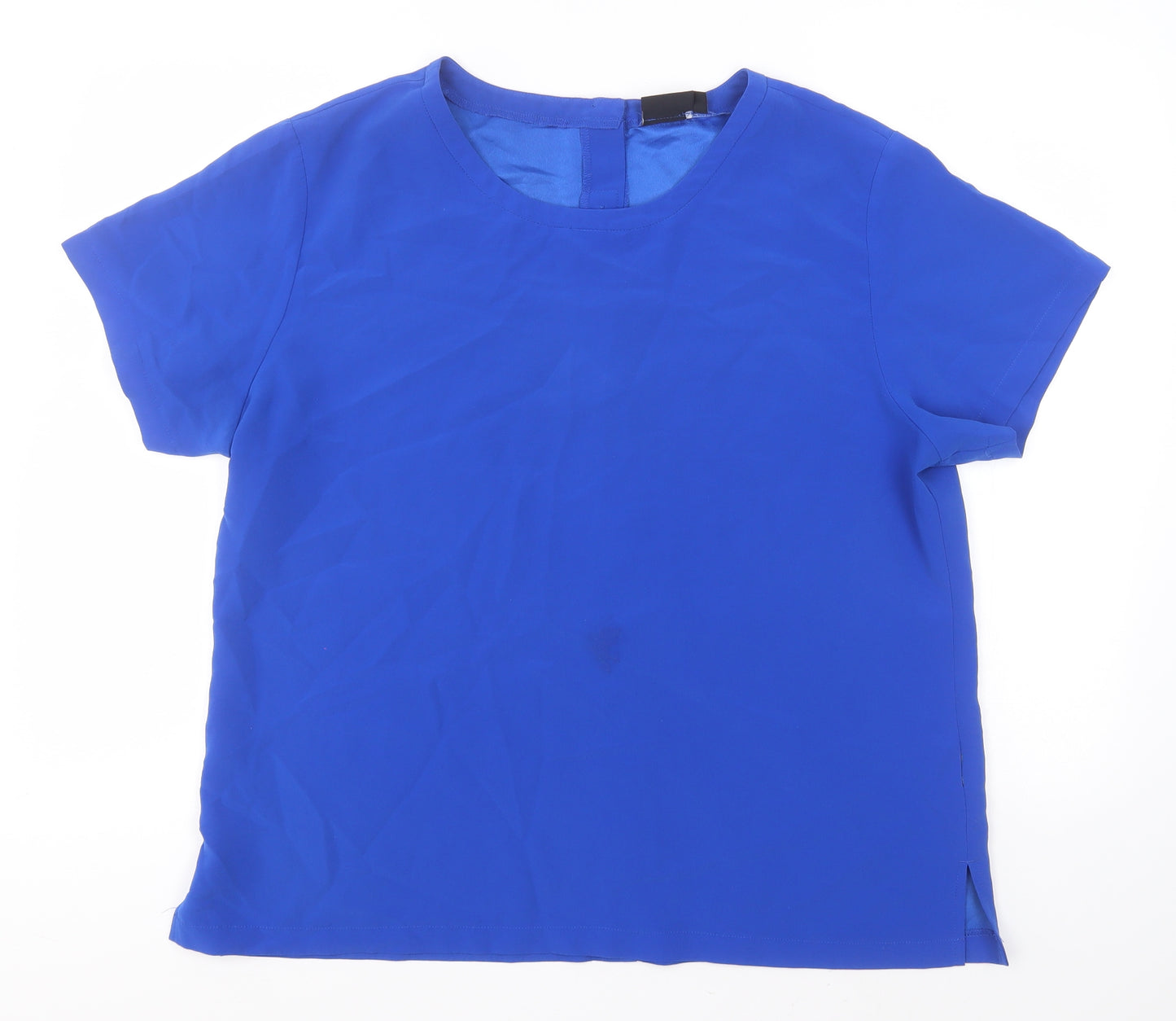 Dimensions Womens Blue  Polyester Basic T-Shirt Size 18 Round Neck