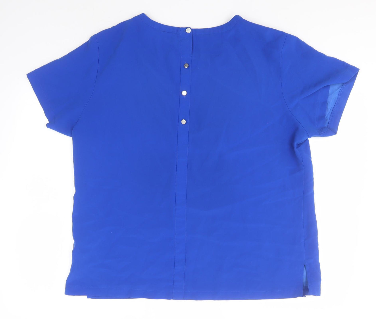 Dimensions Womens Blue  Polyester Basic T-Shirt Size 18 Round Neck