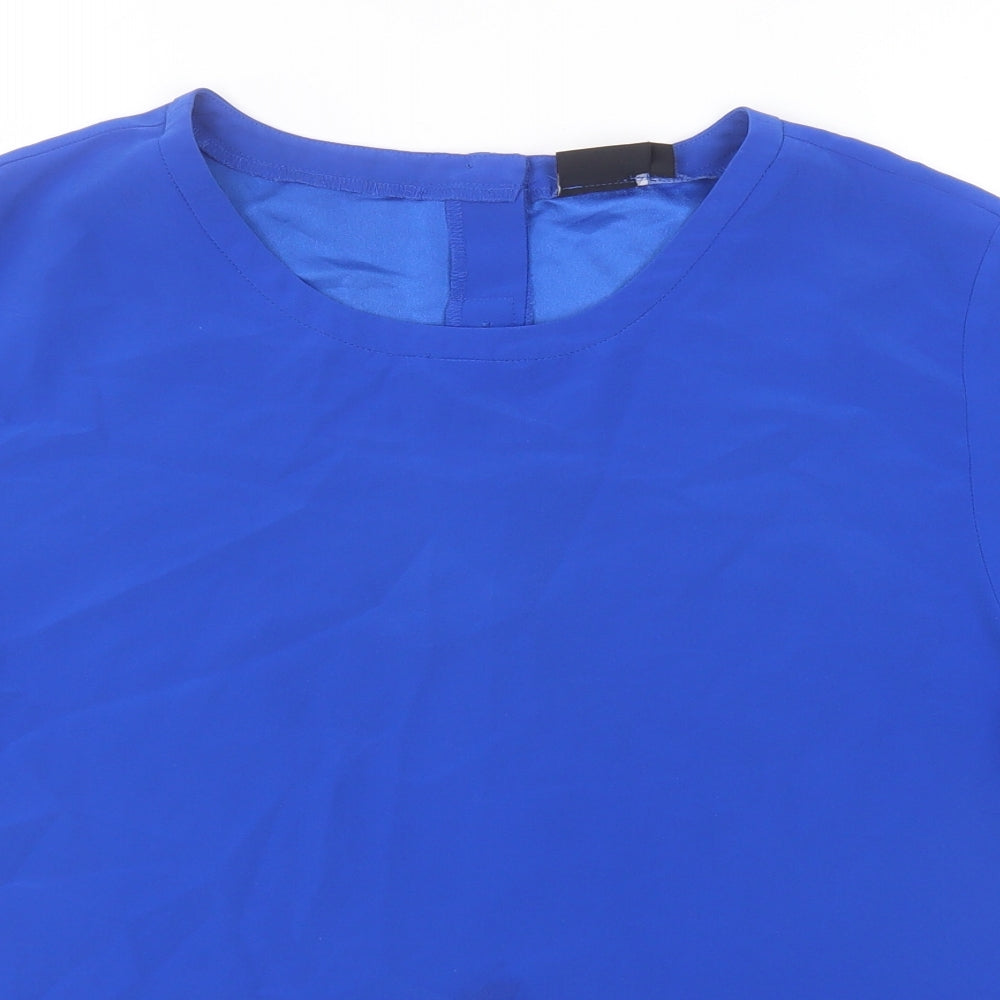 Dimensions Womens Blue  Polyester Basic T-Shirt Size 18 Round Neck