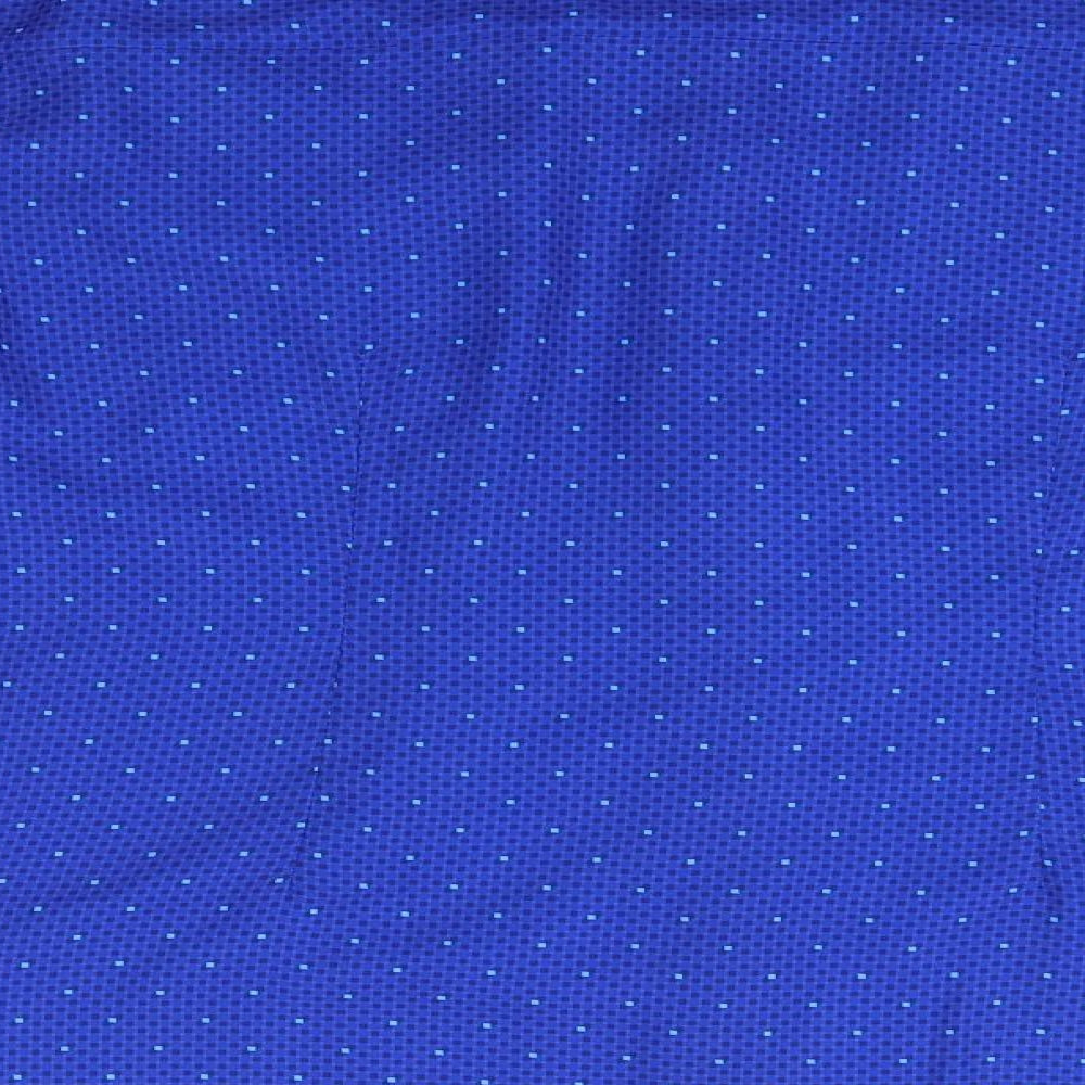 Dimensions Womens Blue Polka Dot Polyester Basic T-Shirt Size 14 High Neck