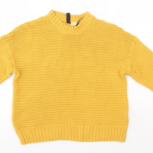 H&M Womens Yellow Round Neck  Cotton Pullover Jumper Size XS