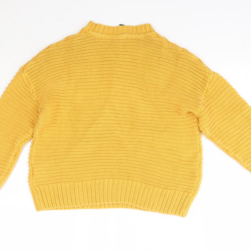 H&M Womens Yellow Round Neck  Cotton Pullover Jumper Size XS