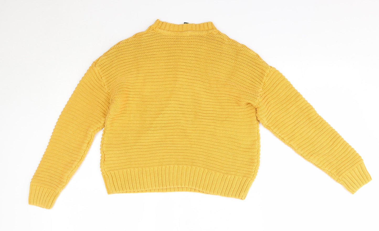 H&M Womens Yellow Round Neck  Cotton Pullover Jumper Size XS
